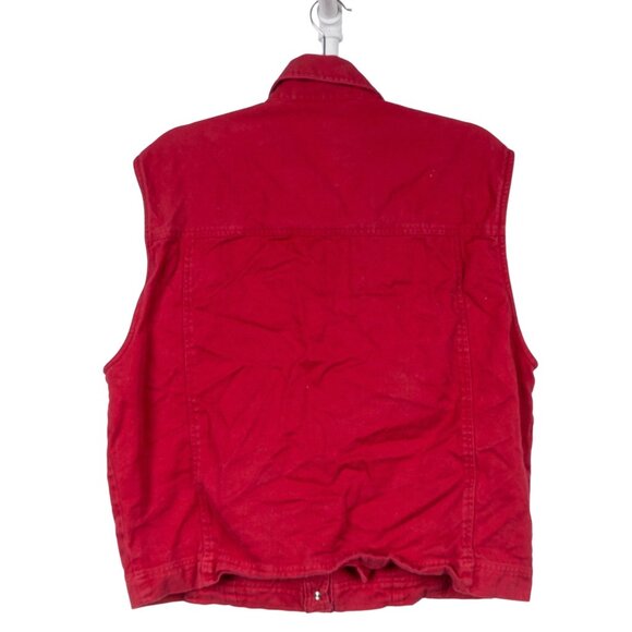 SK Wear VTG Vest L Womens Denim Red Buttons Feuilles D'Automne Floral Grapes - Picture 6 of 6